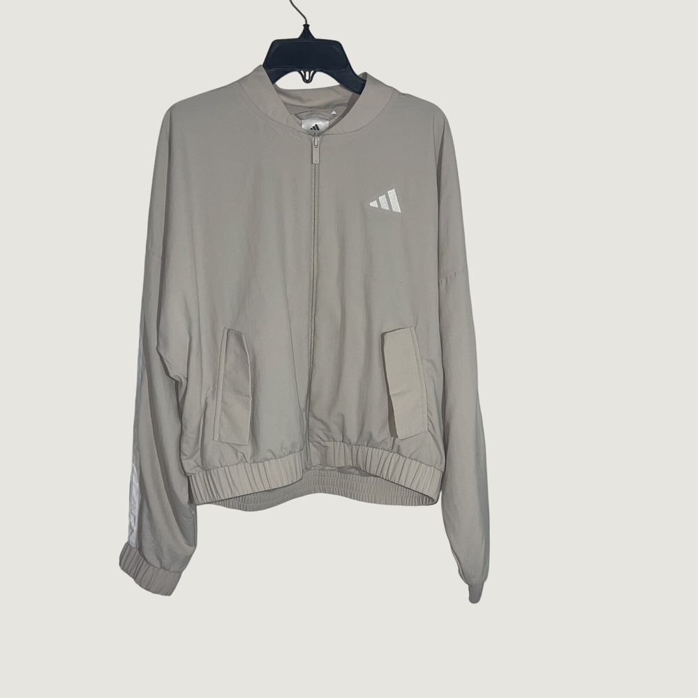 NWT Adidas Women's Woven Bomber Jacket Small Wonder Alumina Full Zip JE1317